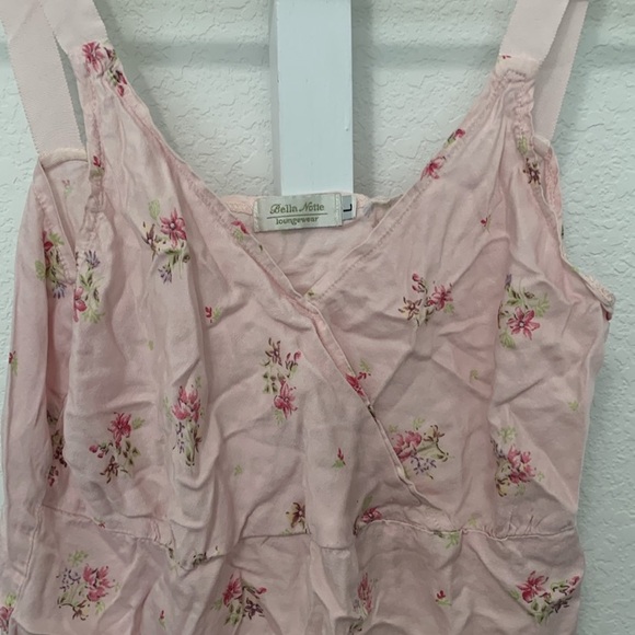 Y2K Bella Notte Pink Floral Faux Wrap Tank Top - Picture 2 of 8